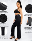 Larisa - Waist Trimming Straight-leg Pants with Built-in Shaping Shorts - Bella Fit USSBlack