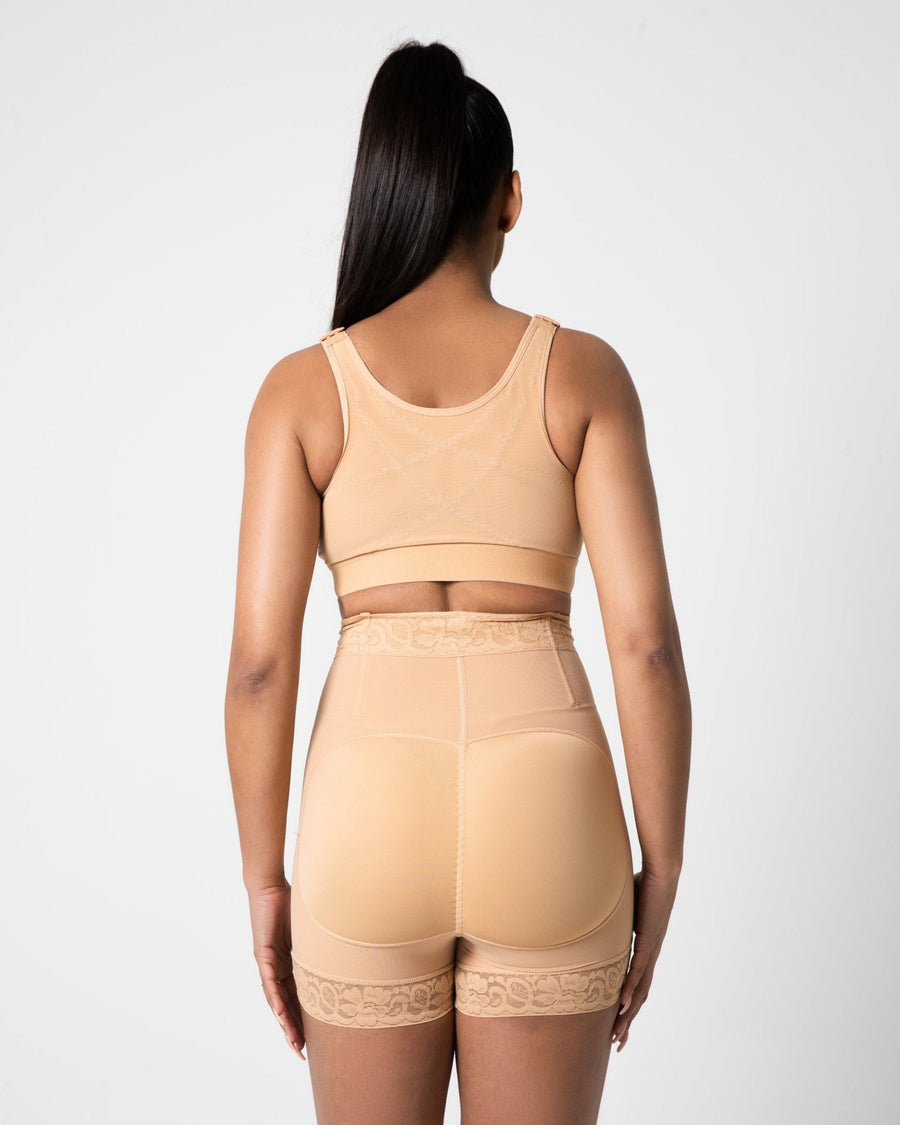 Rose - Booty Lifting Shorts With Front Zipper - Bella Fit USSBeige