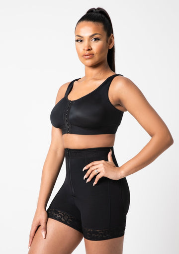 Rose - Booty Lifting Shorts With Front Zipper - Bella Fit USSBlack