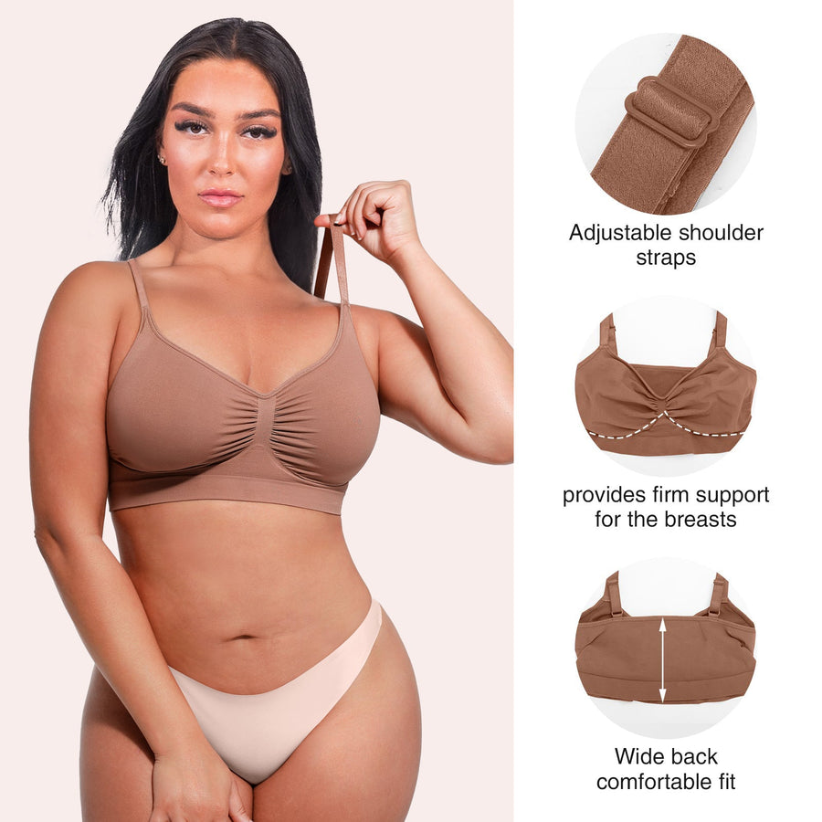 Ashley - Seamless Shaping Bra with Adjustable Shoulder Straps - Bella Fit USSBlack