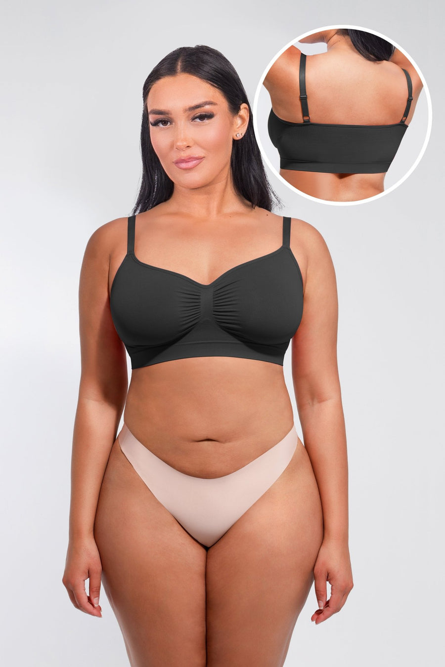 Ashley - Seamless Shaping Bra with Adjustable Shoulder Straps - Bella Fit USSBlack