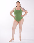 Snatched Built in Shapewear Swimsuit - Power Shaping Effect - Bella Fit USXSGreen